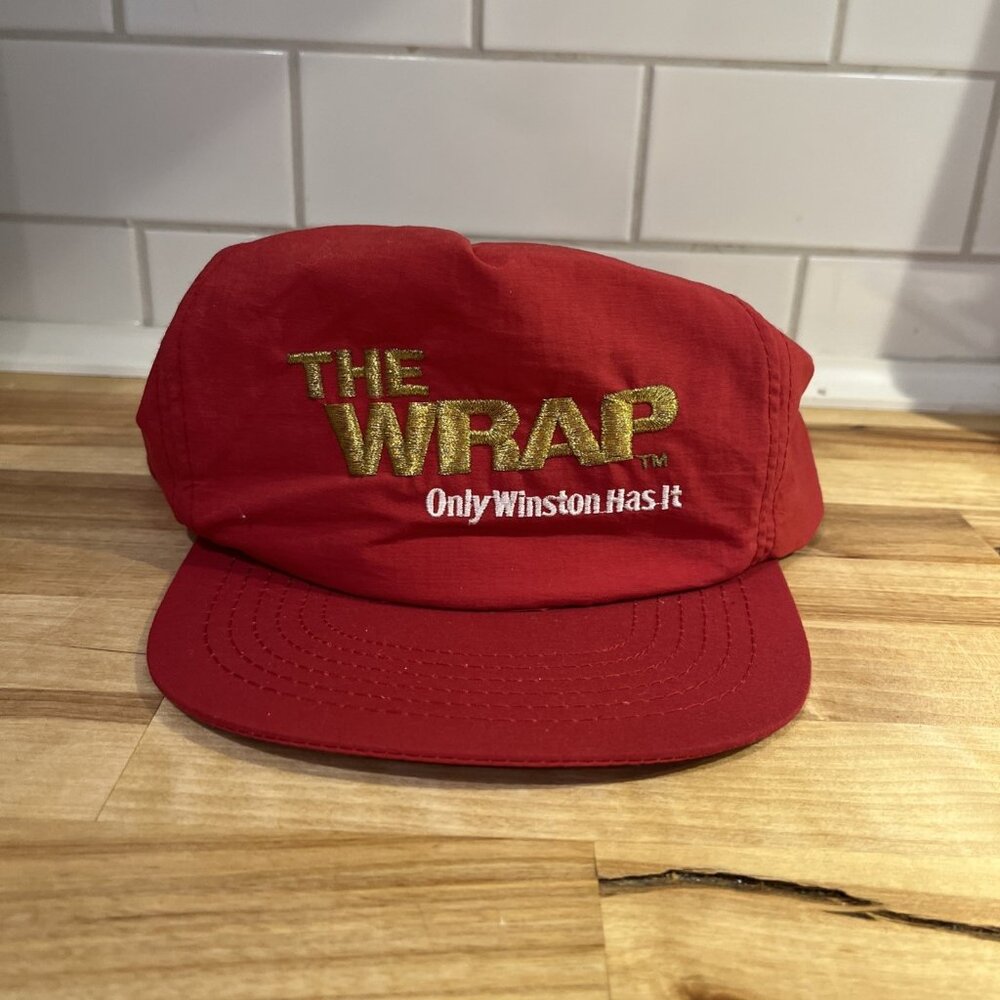VTG Winston Cigarettes The Wrap Logo Snapback Hat Cap Red Promo